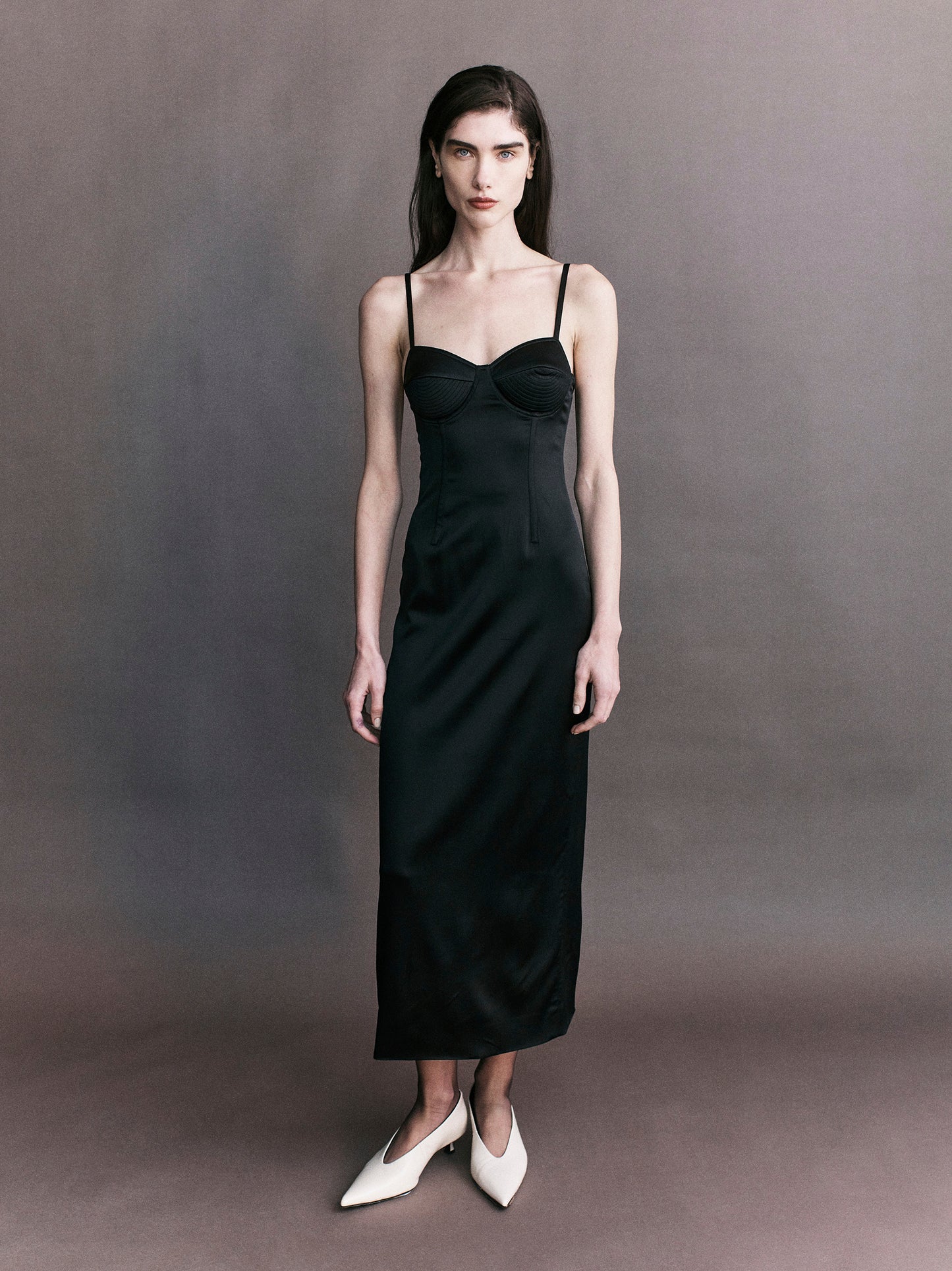 Margot Satin Bullet Bra Midi Dress