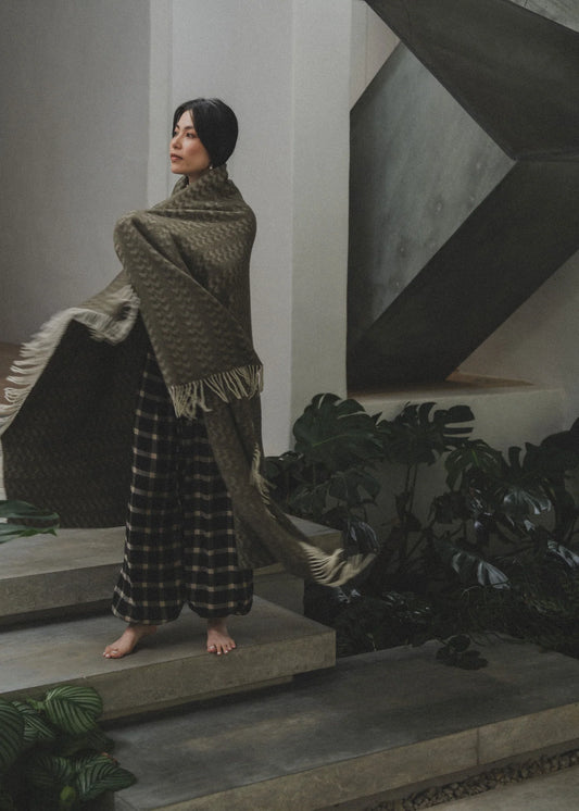 Cashmere Wool Throw | Olive - Hearth Co