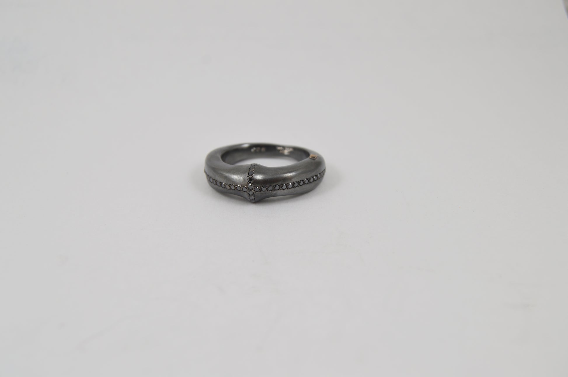Rosa Maria Siwa Cross Ring — Sterling Silver & Black Diamond - Hearth Co