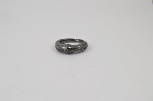 Rosa Maria Siwa Cross Ring — Sterling Silver & Black Diamond - Hearth Co