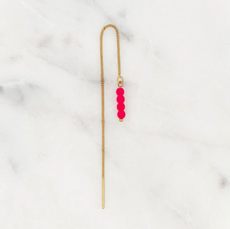 Gold Threader Earring With Neon Beads