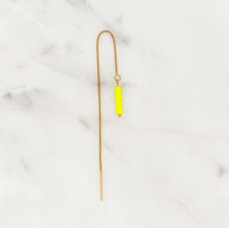 Gold Threader Earring With Neon Beads