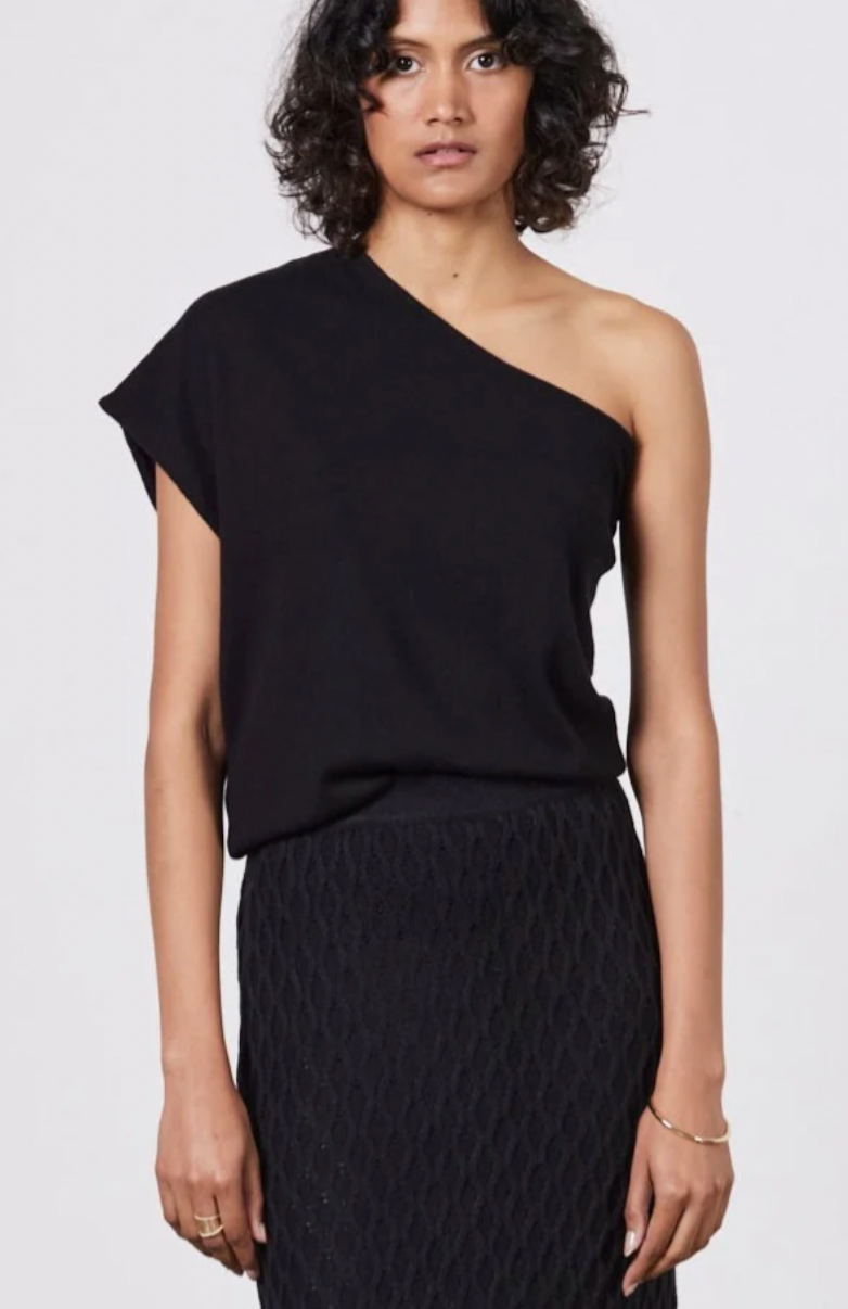 Lina One Shoulder Top - Black