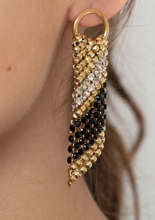 Laura B Sasha Earrings Gold/Black - Hearth Co