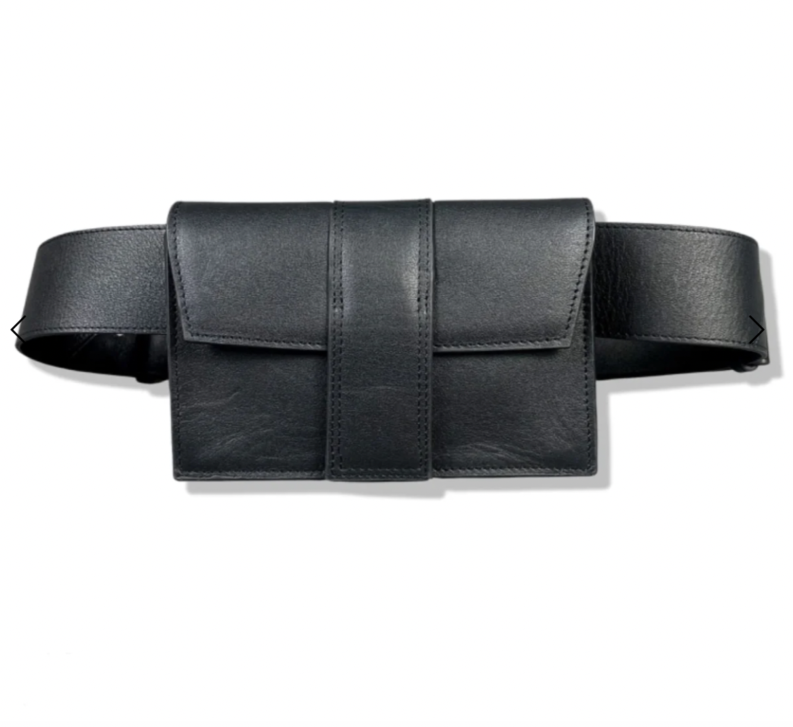 Black Leather Belt Bag