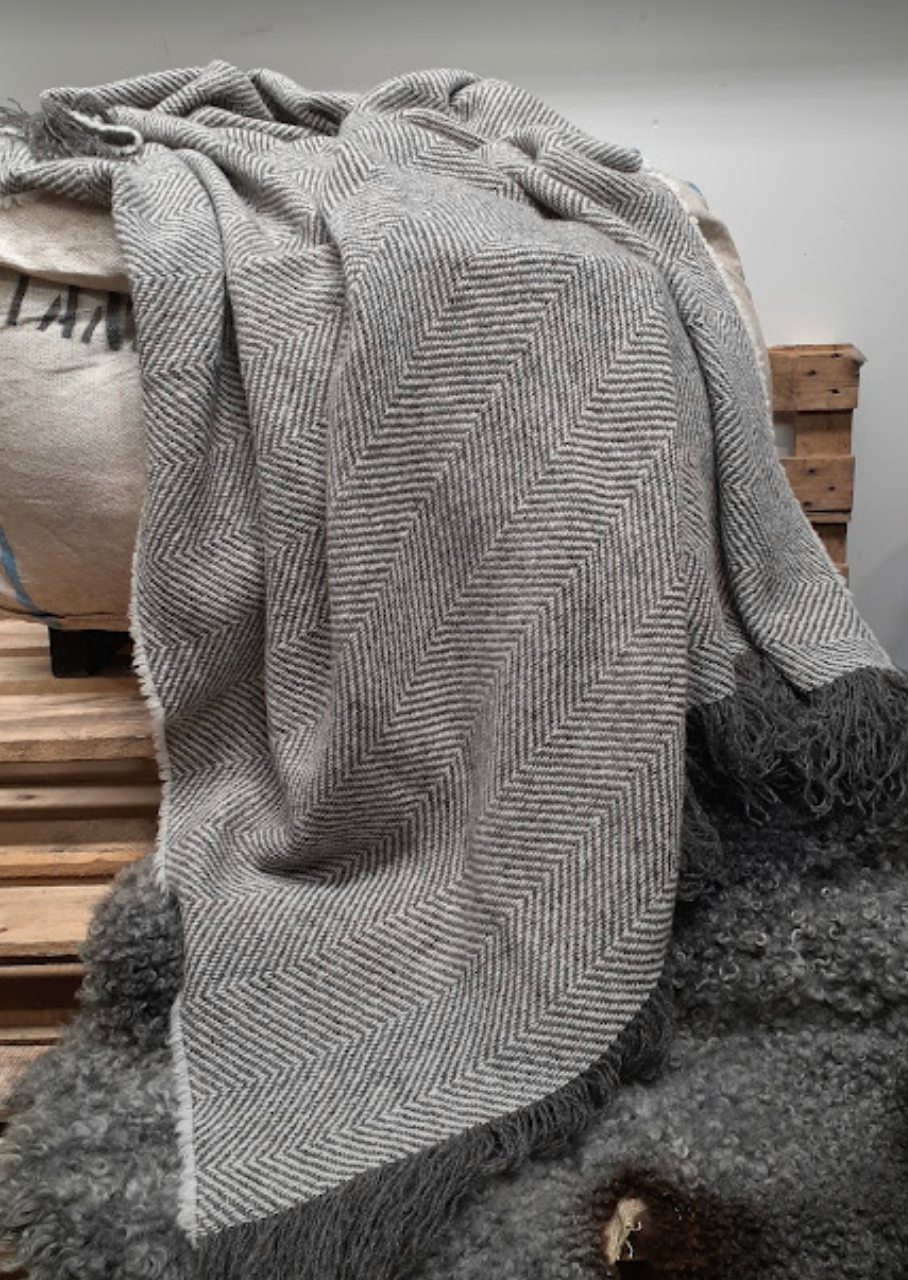 Stansborough Herringbone Brushed Wool Blanket