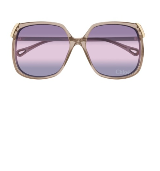 Chloe Sunglasses Square Frame - Brown With Violet Lens