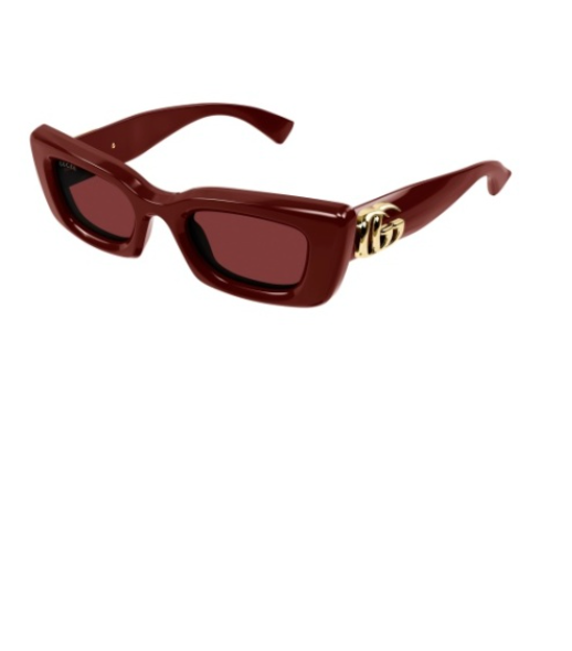 Gucci Sunglasses Narrow Rectangular Cat Eye - Burgundy
