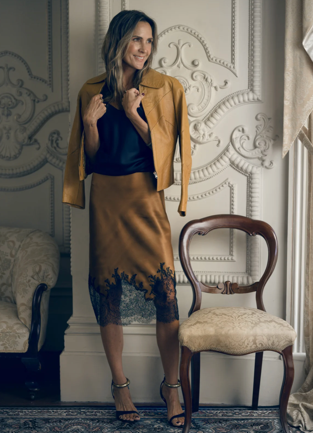 Silk Skirt with Chantilly Lace by Natalie Begg