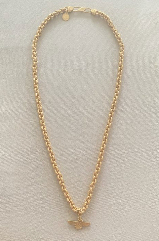 Zaza 24K Belcher Necklace wtih Persian King Pendant
