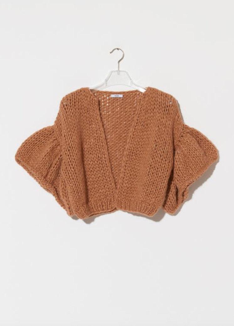 Maiami Alpaca Ruffled Sleeve Short Cardigan