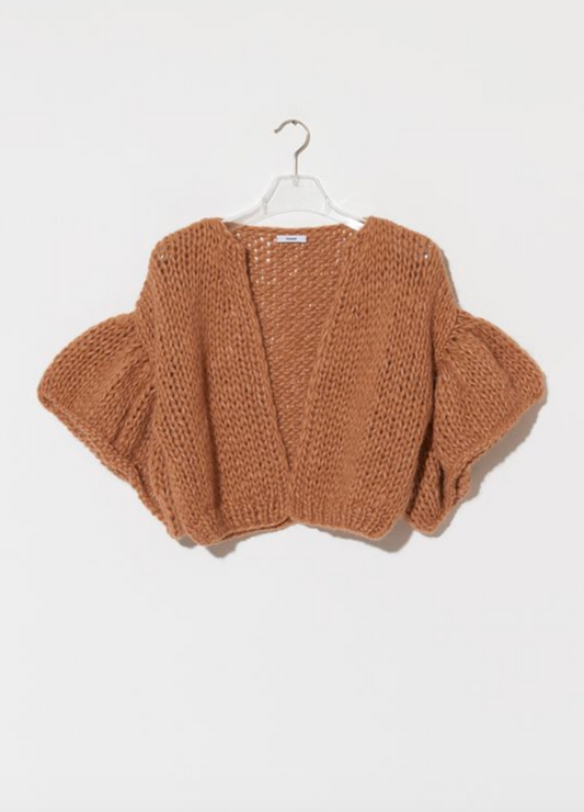 Alpaca Ruffled Sleeve Short Cardigan