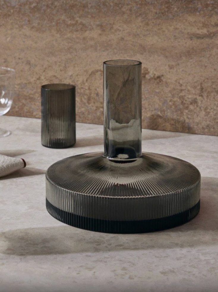 Leilah - Ripple Wine Carafe - Smoked Grey