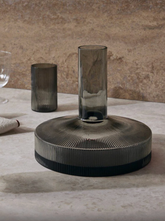 Leilah - Ripple Wine Carafe - Smoked Grey