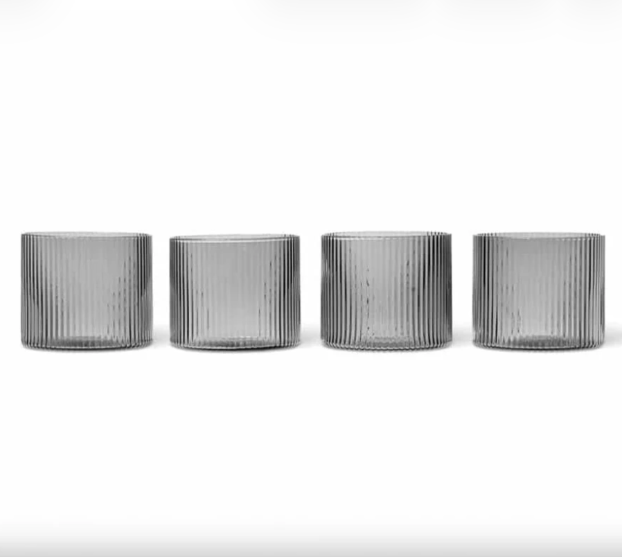 Leilah - Ripple Glass Set - Smoked Grey - Set of 4