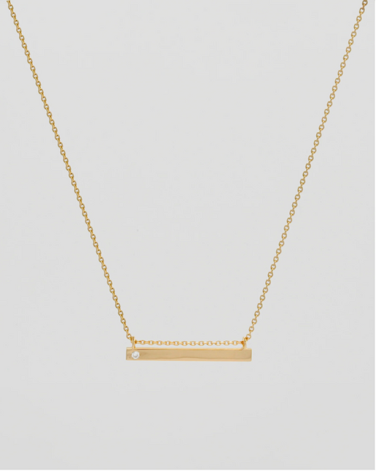 Diamond Bar Necklace - Gold