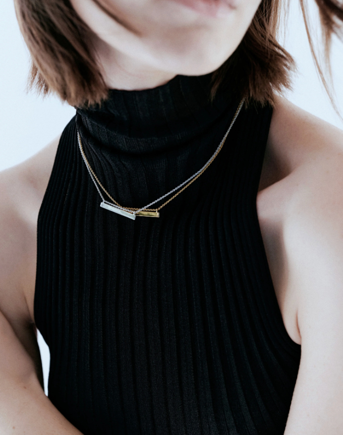 Diamond Bar Necklace - Gold