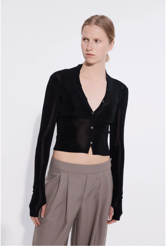 Multibutton Cardi Chiffon - Black