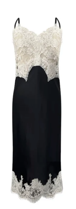 Natalie Begg Silk Slip Dress with Chantilly and Alencon Laces