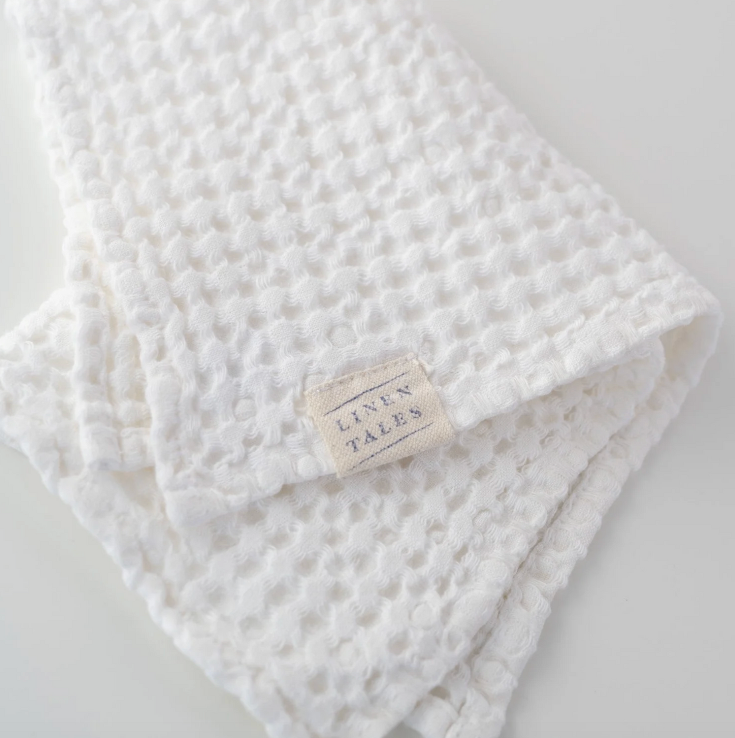 White Linen & Cotton Honeycomb waffle towels - set of 3