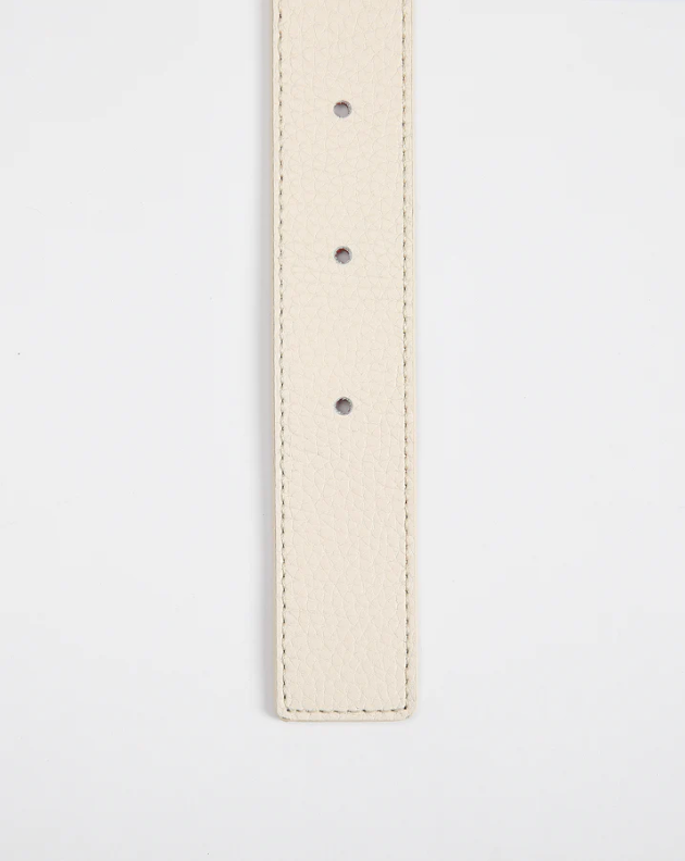 ANNALOCH Double-sided Monogram Pebble Calfskin Belt - White/Brown