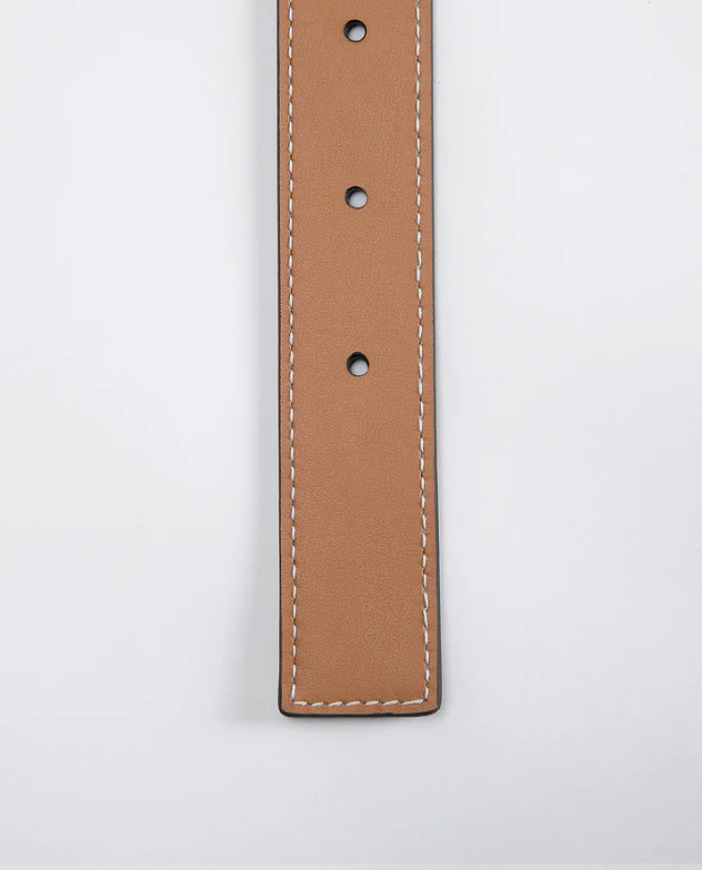 ANNALOCH Double-sided Monogram Pebble Calfskin Belt - Black/Tan