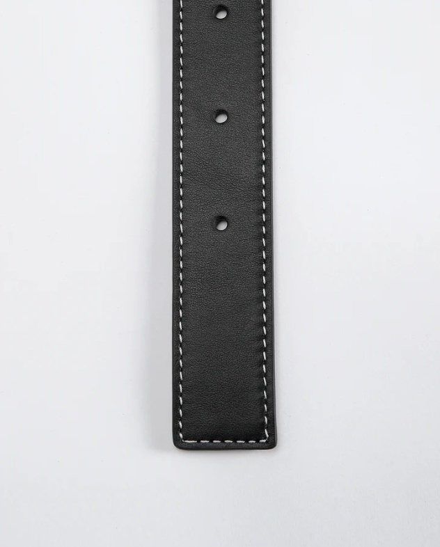 ANNALOCH Double-sided Monogram Pebble Calfskin Belt - Black/Tan