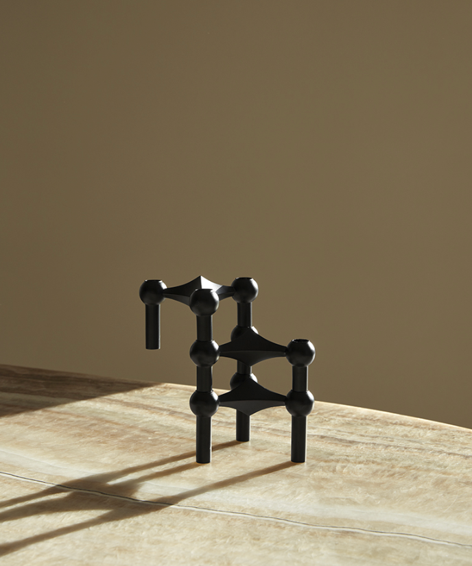 Stoff Nagel - candle holders - black - box of 3