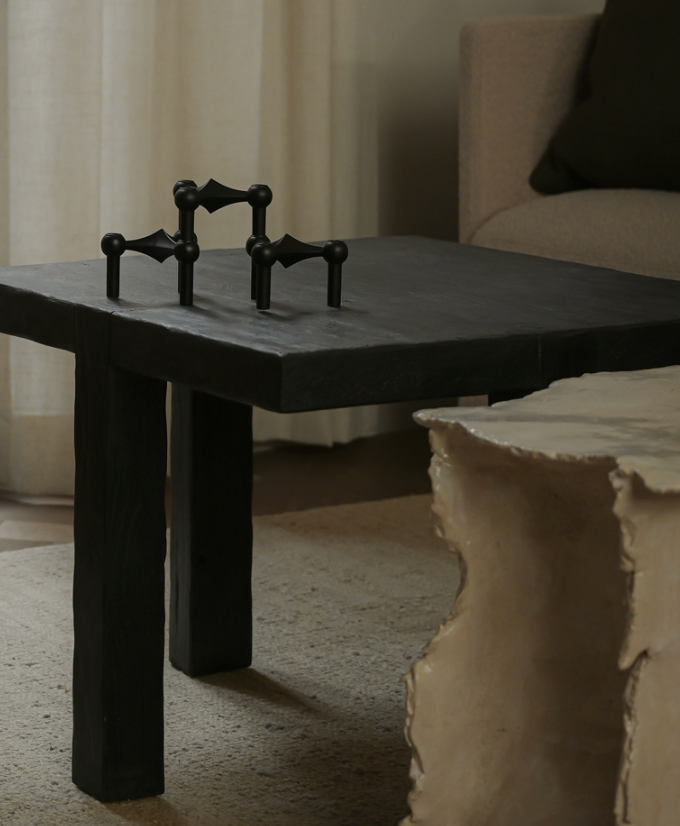 Stoff Nagel - candle holders - black - box of 3