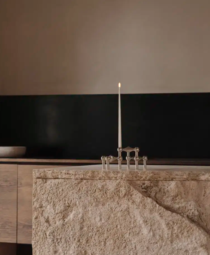 Stoff Nagel candle holder - chrome