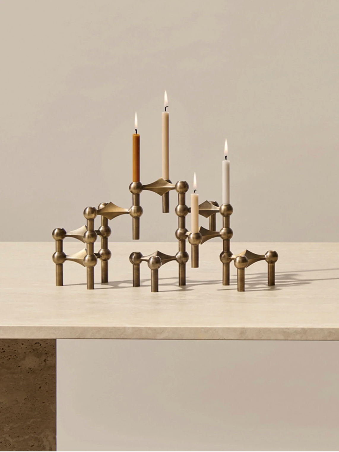 Stoff Nagel candles - set of 8 - cream