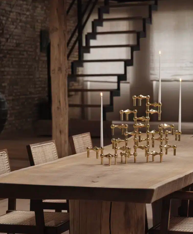 Stoff Nagel candle holder - solid brass - box of 3