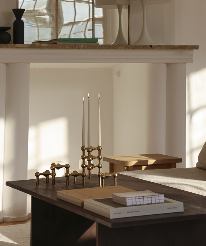 Stoff Nagel candle holder - solid brass - box of 3