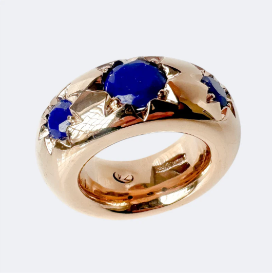 Philippa Green Lapis Lazuli star ring in bronze
