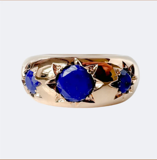 Philippa Green Lapis Lazuli star ring in bronze