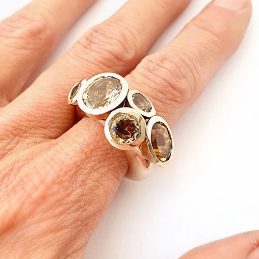 Philippa Green Champagne Quartz Octopus Ring in Bronze