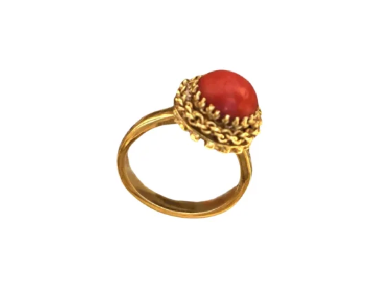 Zaza Coral Red Pinky Ring