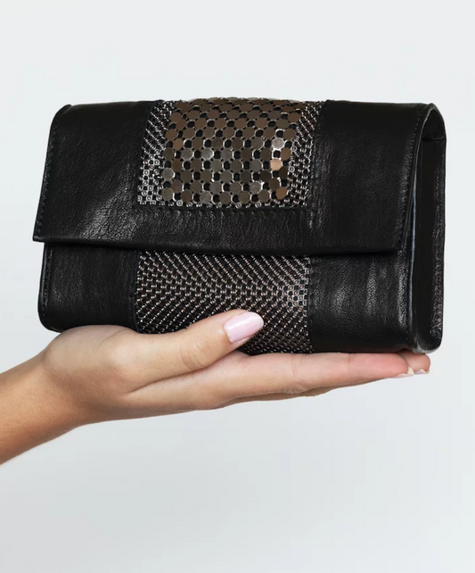 Laura B Ilaria Clutch Black Gunmetal