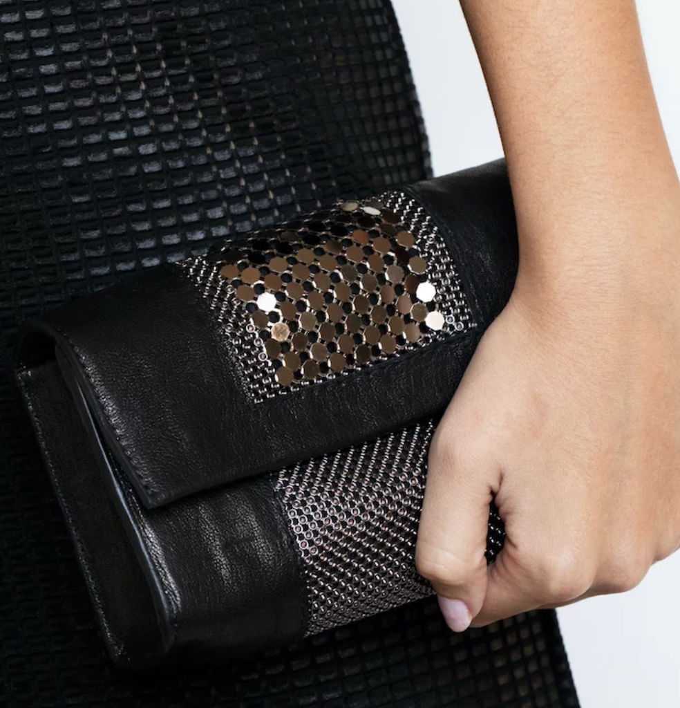 Laura B Ilaria Clutch Black Gunmetal