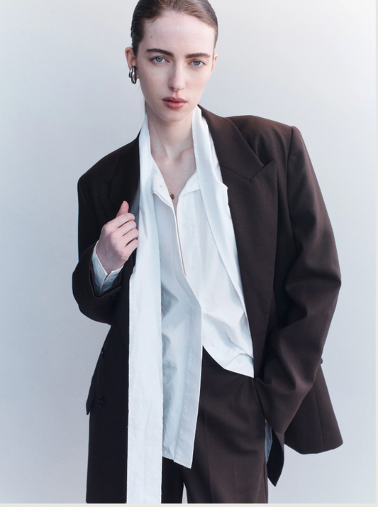 Linae Raw Edge Poplin Tie Shirt - White - Hearth Co