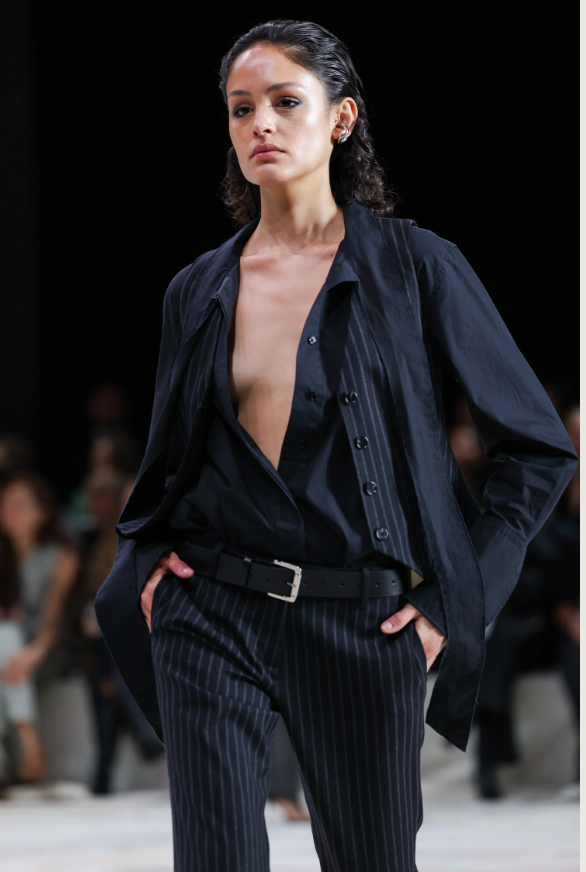 Linae Raw Edge Poplin Tie Shirt - Black - Hearth Co