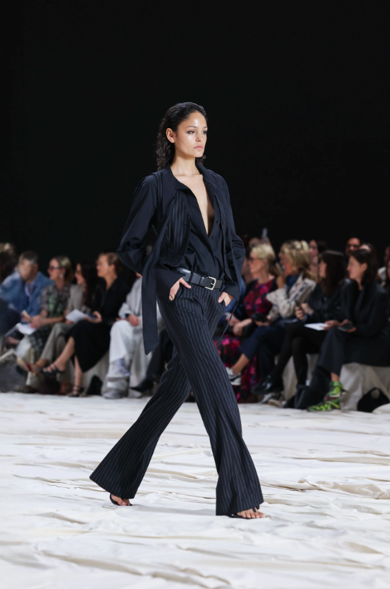 Linae Raw Edge Poplin Tie Shirt - Black - Hearth Co