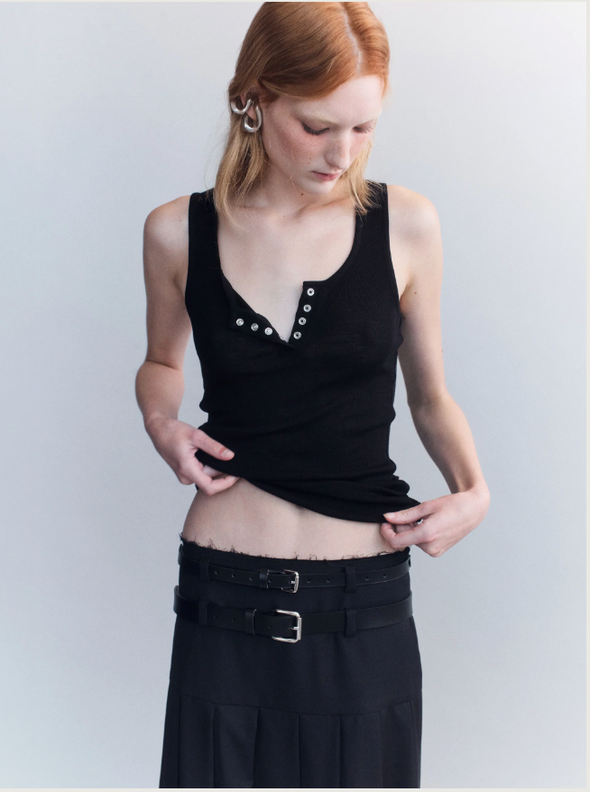 Erik Merino Henley Tank - Black