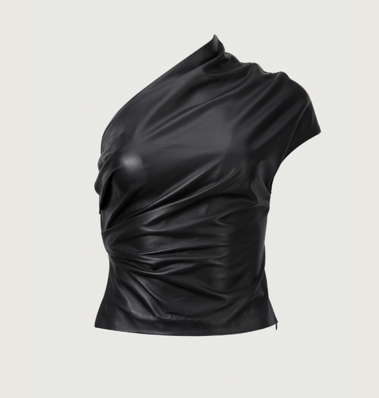 Vanja Leather One Shoulder Top - Hearth Co