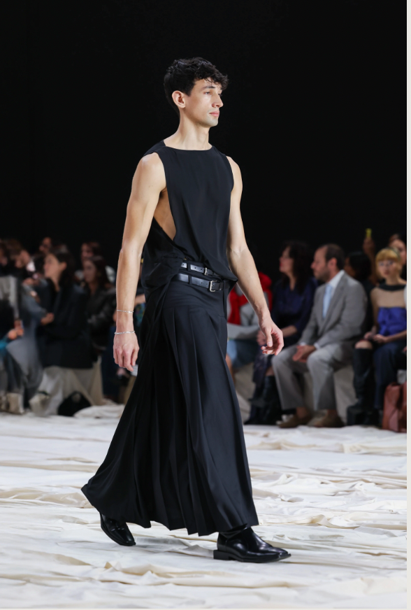 Hedi Double Belted Raw Edge Wool Maxi Skirt