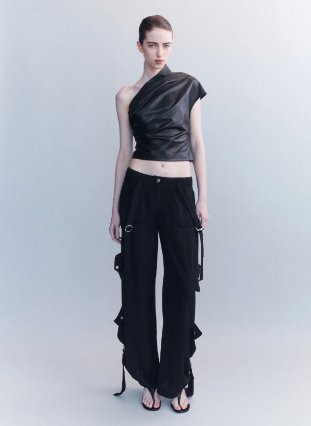 Larson Silk Crepe Cargo Pants - Black