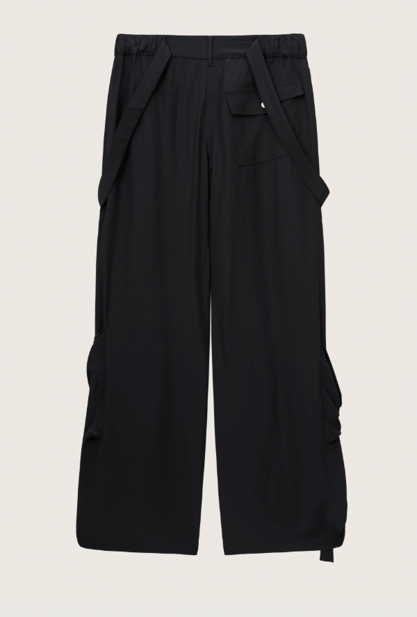 Larson Silk Crepe Cargo Pants - Black