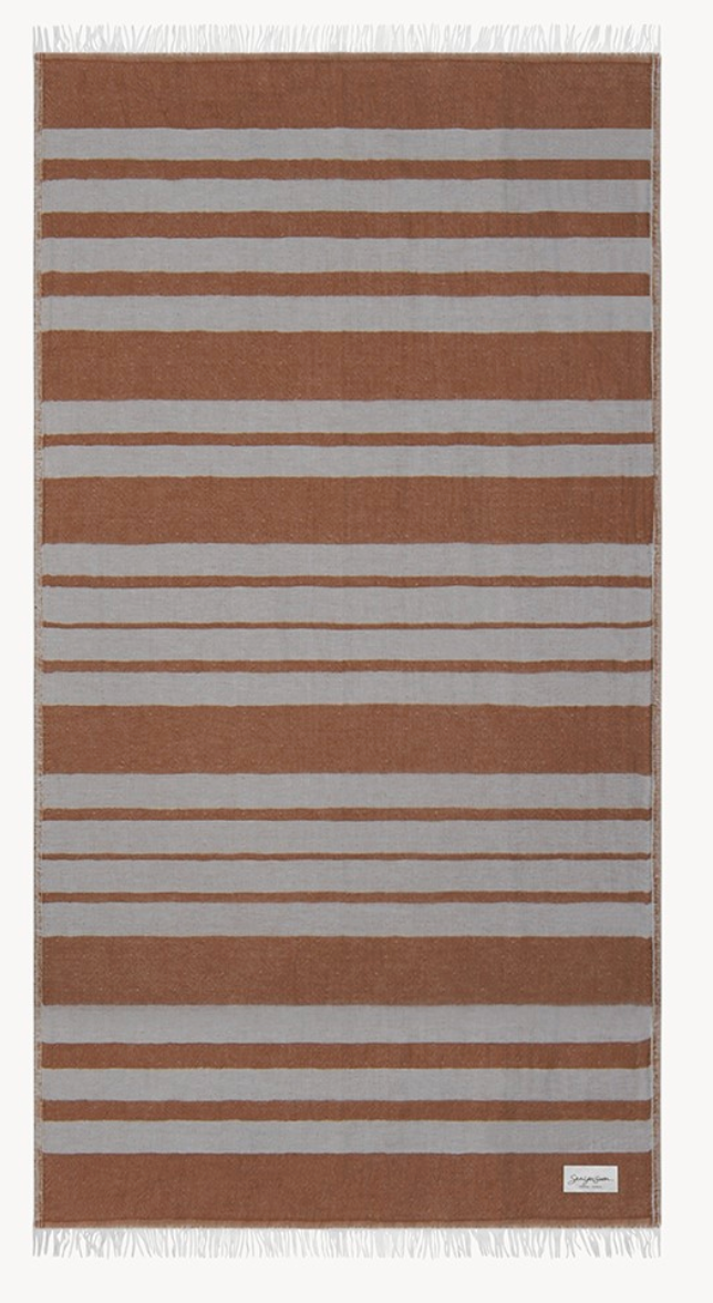 Baia Linen Towel – Bronze Brown Stripe
