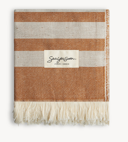 Baia Linen Towel – Bronze Brown Stripe