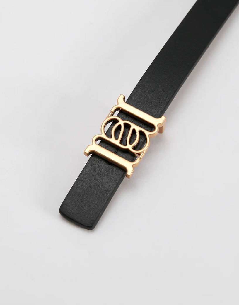 ANNALOCH Double-sided Monogram Pebble Calfskin Belt - Black/Tan - Hearth Co